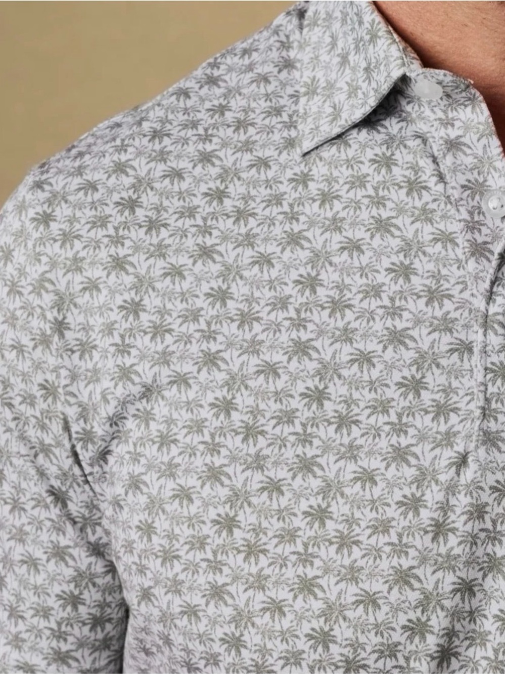 Faherty Movement Polo Palm Tree Print Button-Down Polo Shirt - Never Worn
